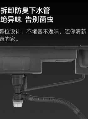黑纳米工水槽单槽垃洗碗双槽盆30不锈钢带圾桶大49245号钢盆台手