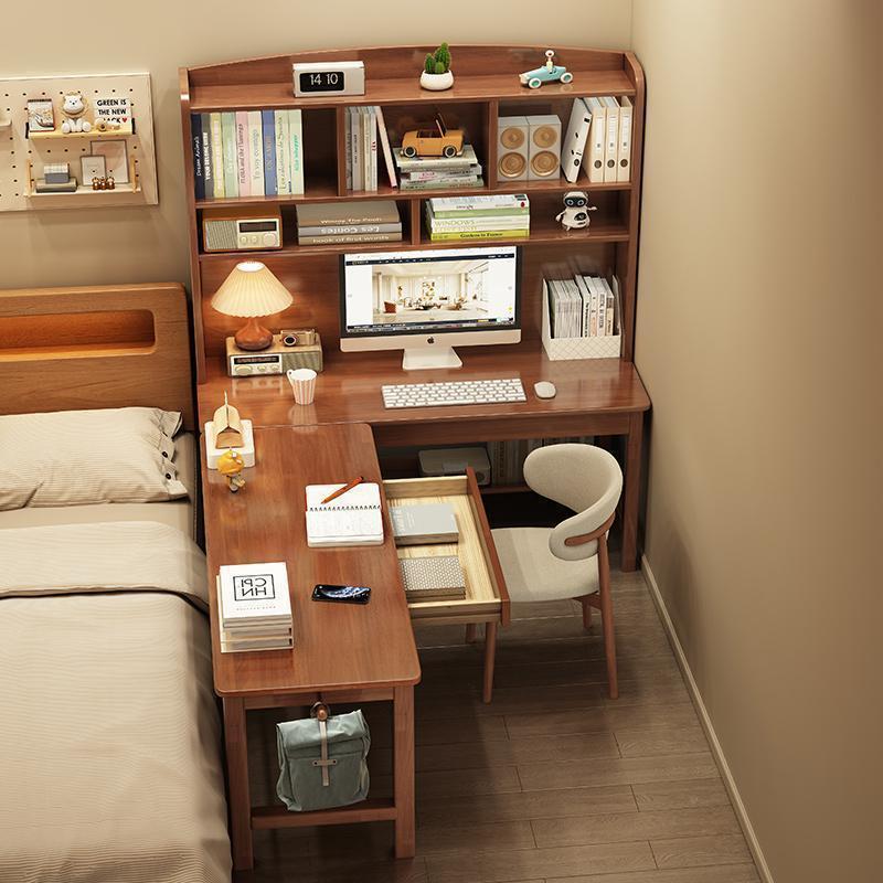 实学木转634#角桌书架一书体桌卧室L型半包书围电脑桌柜组合写字