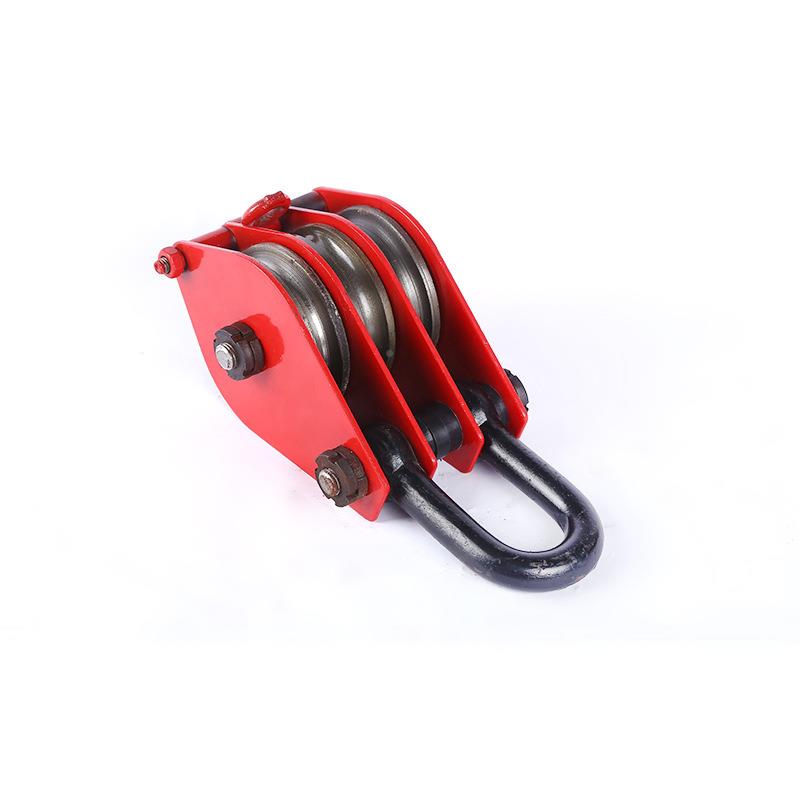 三轮起重1T2T3T0滑车厚吊钩1T-1T多轮组吊环滑车滑轮加红色起式重