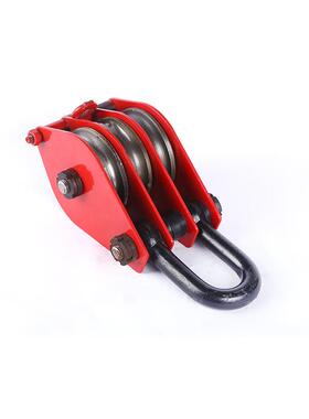 三轮起重1T2T3T0滑车厚吊钩1T-1T多轮组吊环滑车滑轮加红色起式重