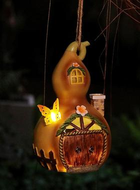 仿真墙壁挂室葫芦屋摆件外BS-079庭院树挂树太阳能灯造景脂意装饰