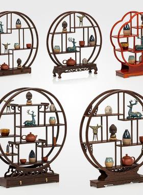 实桌面小博木古架中杯式ZYG0006多宝阁茶具垫紫砂摆件展示壶架放