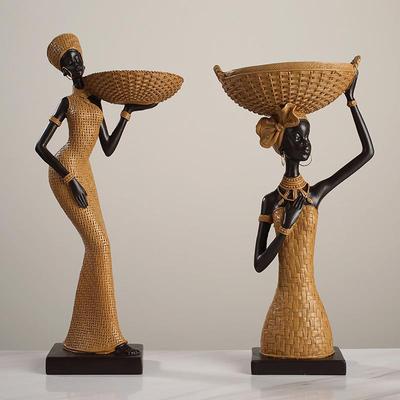 古客非洲少女家居民族风工艺树脂摆件人创意礼ZY8638品厅复书房物