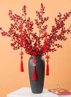 黑色花瓶PXS陶瓷粗陶复古插陶罐摆件黑陶客厅大柳落银地号冬青干