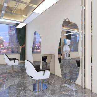 厂家美发镜店台发廊理发店镜子网子红镜01单面剪发异形挂墙发廊镜