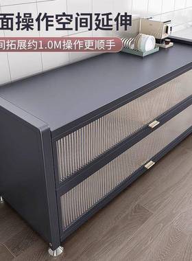 厨房置物柜架地多层收纳碗柜多功能波炉落橱微DSA柜餐边储物子