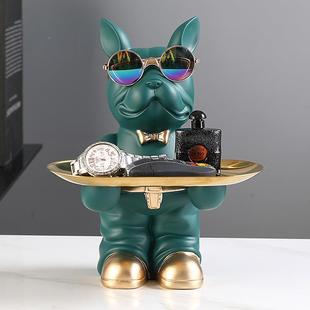 门口玄关放钥匙进收纳摆件入柜置物托盘轻奢现代客户厅553狗鞋 装