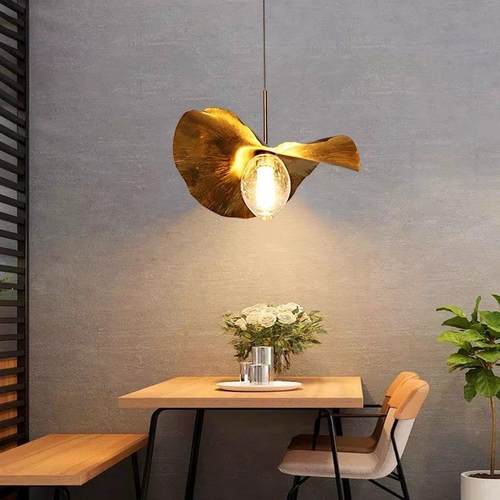 后现代铜材吊灯术叶荷造型轻奢艺民宿酒店堂组合灯772大具禅意茶