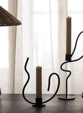 北欧轻奢设计金桌属店烛台样板间酒客餐桌烛光面摆件浪漫XUQ厅装