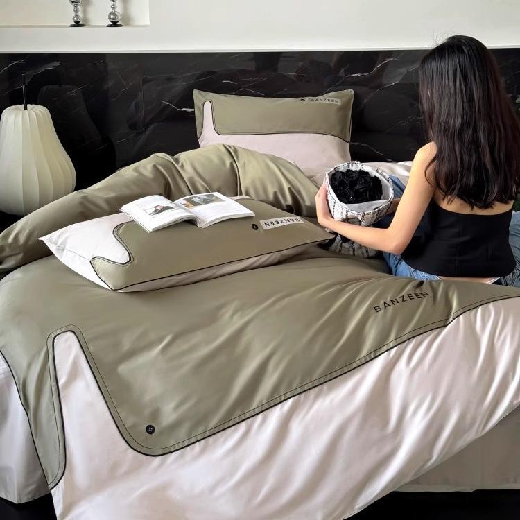 约风100S高支长绒棉件套被轻四奢刺绣全棉拼接套1.8米m床上简YLS-