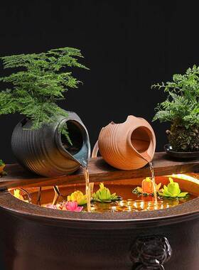 养鱼开缸套餐环流生态水缸陶循庭院鱼缸造景WJO摆件增氧罐过滤器