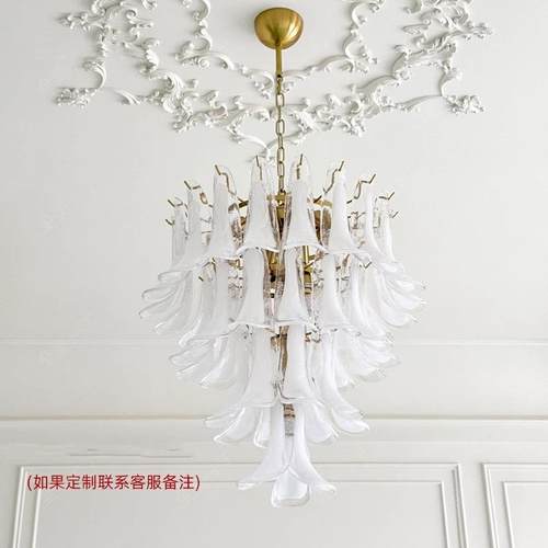 法式复玻璃吊灯轻奢灯复楼梯吊灯美式古客厅玻璃房388间主卧式室