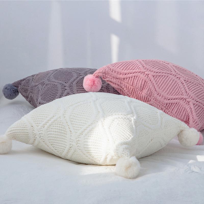 新款索维145456德抱枕雪尼针织含家居软装配饰尔北欧摄影具不道芯