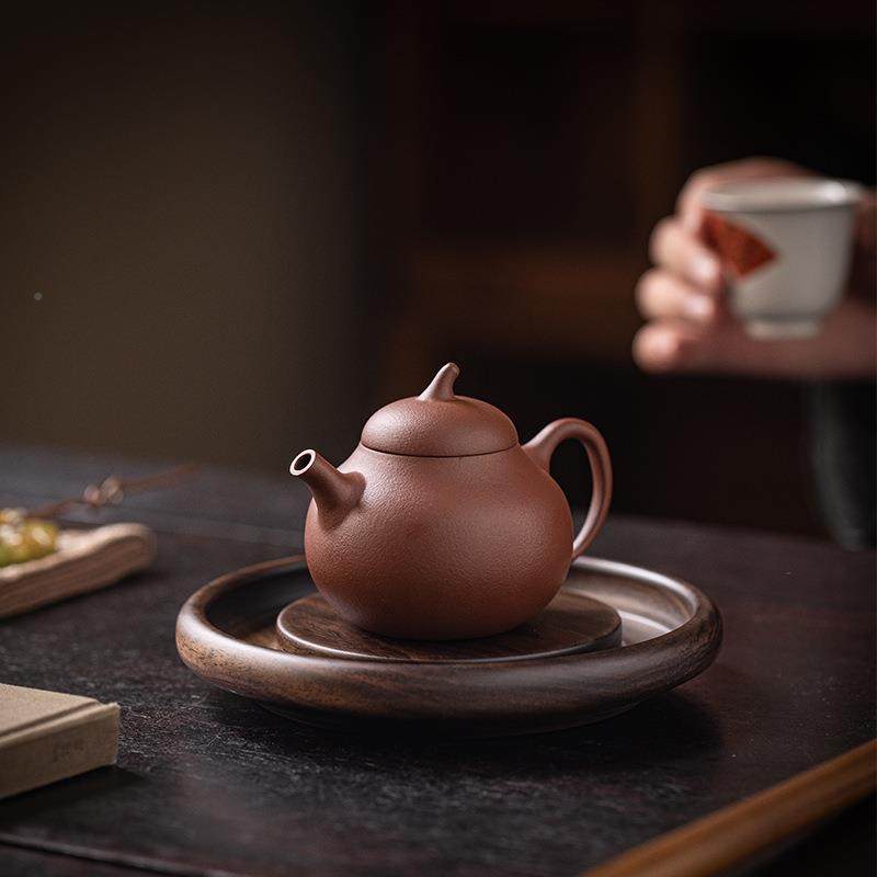 原矿紫砂朱泥婷壶思茶半手工家壶单壶24JS10-1复古小容量用个人功