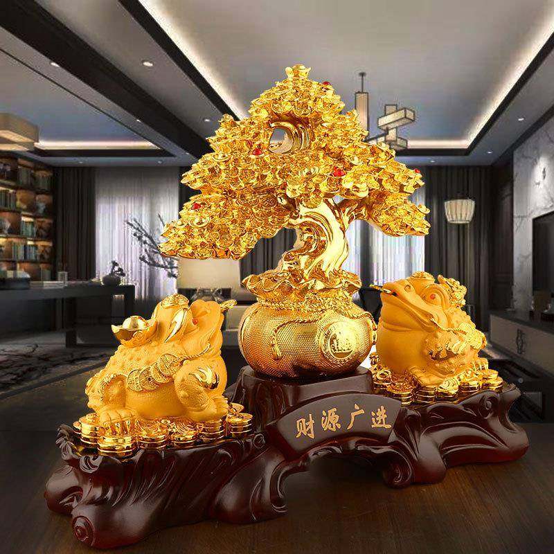 金摆件发财树摇貔钱树客蟾厅办公乔迁开业礼品店铺265张貅工开艺