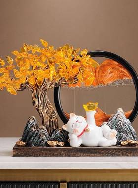 发进财树宝摆件猫流开沙F98S68S6画公室乔办迁业大吉礼物礼品