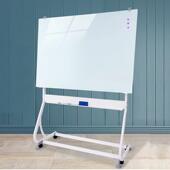 钢化支777玻璃议磁白板架式 可移动易擦写家用教性学办公会写字白