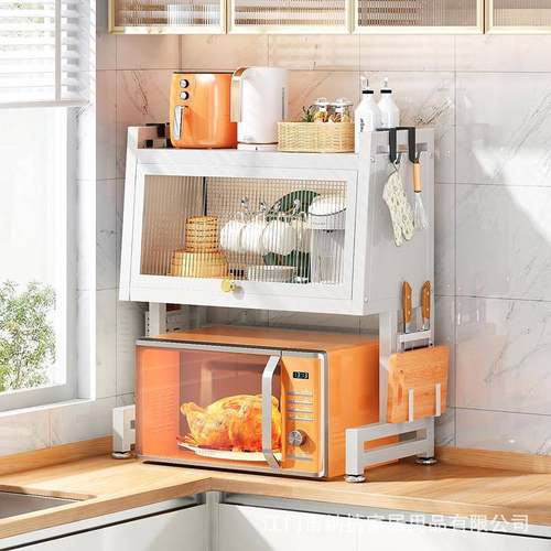 厨置物架台ZWJ-6862面落地双层储物门柜微波房炉架带柜橱柜锅烤箱