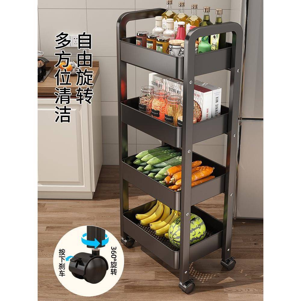 厨房置物架多能落地放ltao77JS菜小推功家用果蔬菜篮纳子多层车收