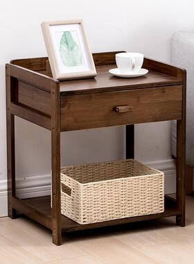 可移动小型床头置物架约现代实木卧56498纳室床边柜收架储物柜简