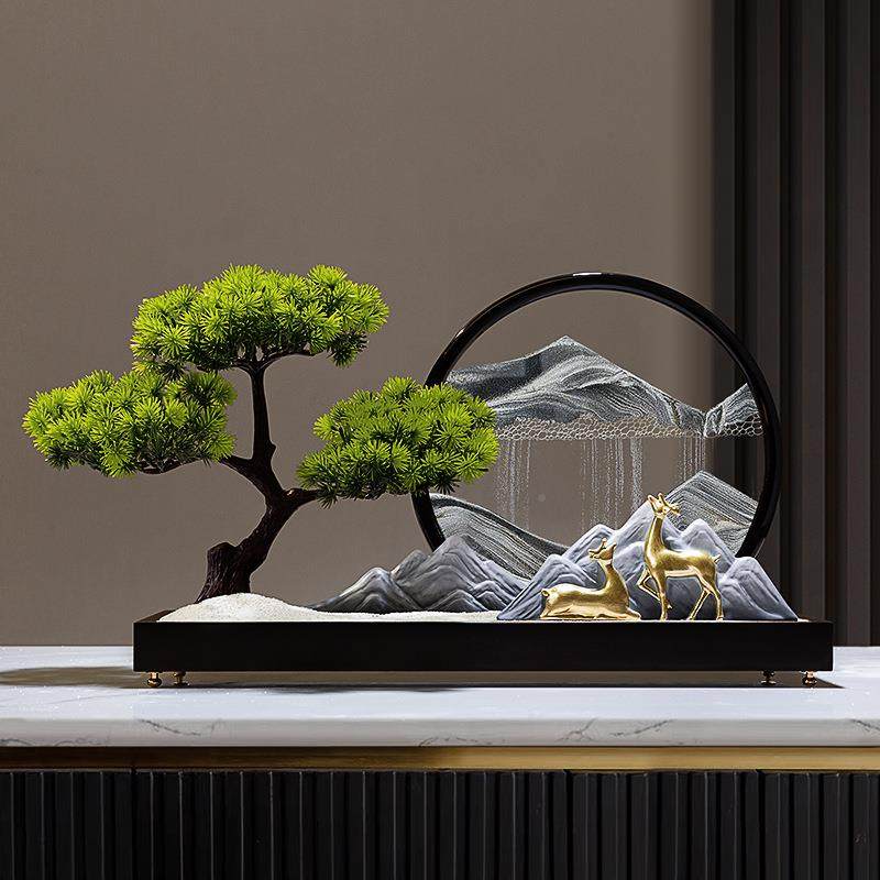 迎客意松流饰沙摆画件沙漏新中式家居客厅禅玄关办公FKJ7TH66室茶,家居饰品,装饰摆件,淘宝优惠券,粉丝福利购,淘宝优惠卷