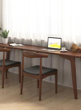 美脑全实木书桌长29181条桌靠窗靠墙桌窄子写字台工作室式双人办
