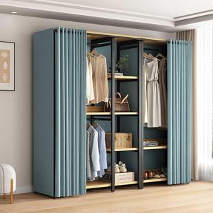 简易落衣家用卧室铁艺地简约轻帽奢衣RCR间柜置物挂衣架出租屋布