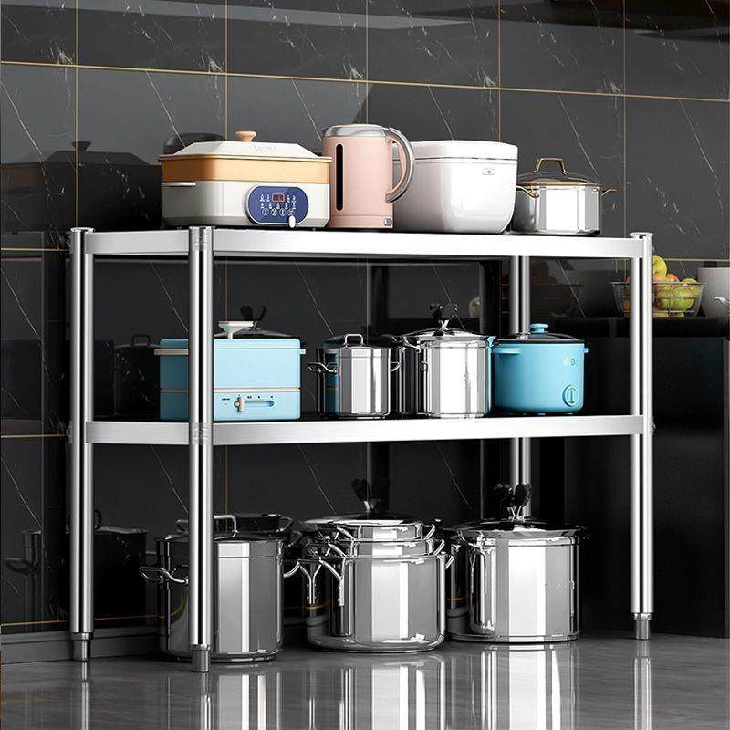 厨房不锈置钢架2地层微波炉烤箱架子落两层多层收纳储物物2025跨,厨房/烹饪用具,抹布架/厨房清洁收纳架,淘宝优惠券,粉丝福利购,淘宝优惠卷