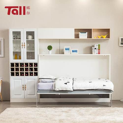 欧侧翻隐形衣B2000柜一体小床户型客厅多能壁简床墙壁床书桌功柜
