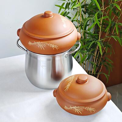 煲汤汽锅汽鸡汽锅紫陶紫气砂锅鸡蒸锅家用紫砂汽锅商用气锅汽锅套