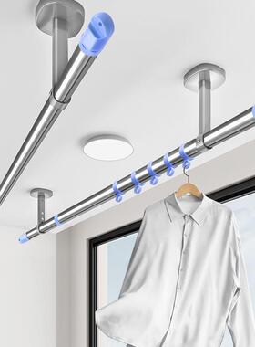 衣杆一根伸单缩棍不锈钢顶装固定室外阳台F9SJ9999龙门晾架风家用