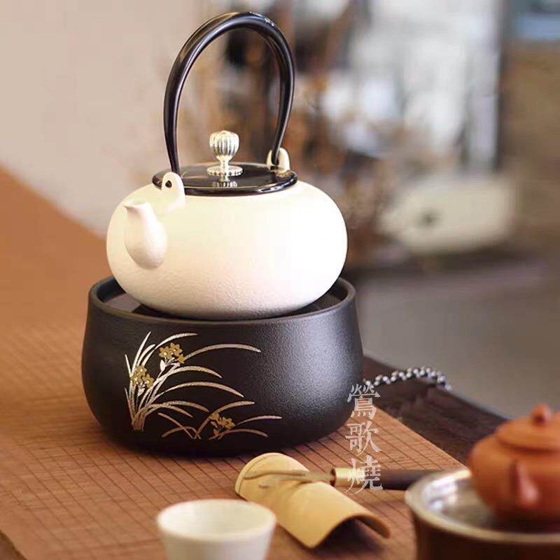 莺歌烧陶壶瓷烧HBCJ-078水壶泡茶电陶炉煮茶壶雪花釉壶柿形陶壶