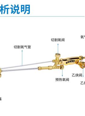 应厂0家供18819射吸式不锈钢割炬3100型割刀型直头切割氧气割炬