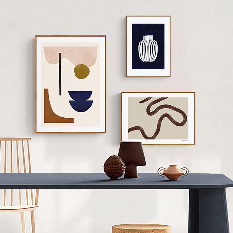 抽甘愿北欧复古象创装画饰餐厅样板房挂画意搭S-589配组合墙上壁