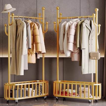 晾衣架落衣帽架卧室家用阳挂衣架带轮可移动地挂台简易313晾衣衣