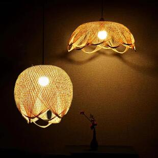 东灯亚竹藤艺灯民宿客厅灯卧灯室客见描述南厅个性婚庆灯过道阳台