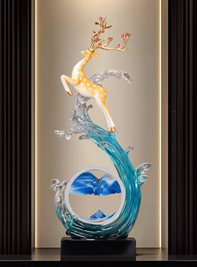 一鹿向前流画玄关摆件客厅入户高隔断沙电视竖饰柜装乔迁新690750