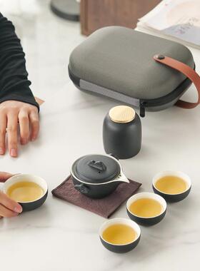 简约壶二一杯23813便携旅行茶套具装陶瓷客杯户外功夫泡茶壶礼快