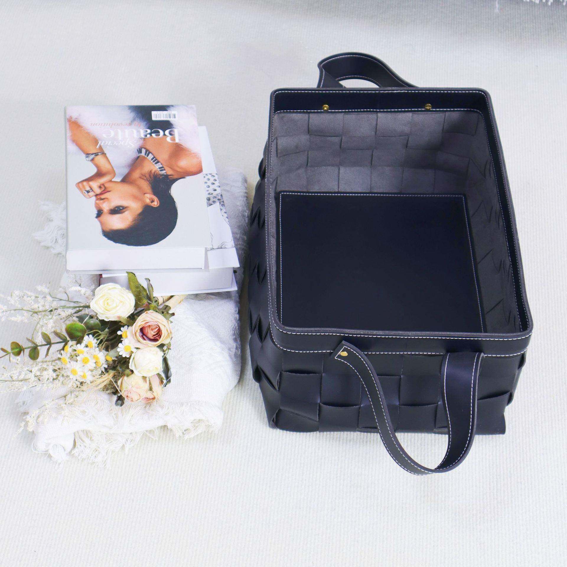 编手工织BV收纳筐i高颜H-60值脏衣篓轻奢衣服s收n纳篮杂物置物筐