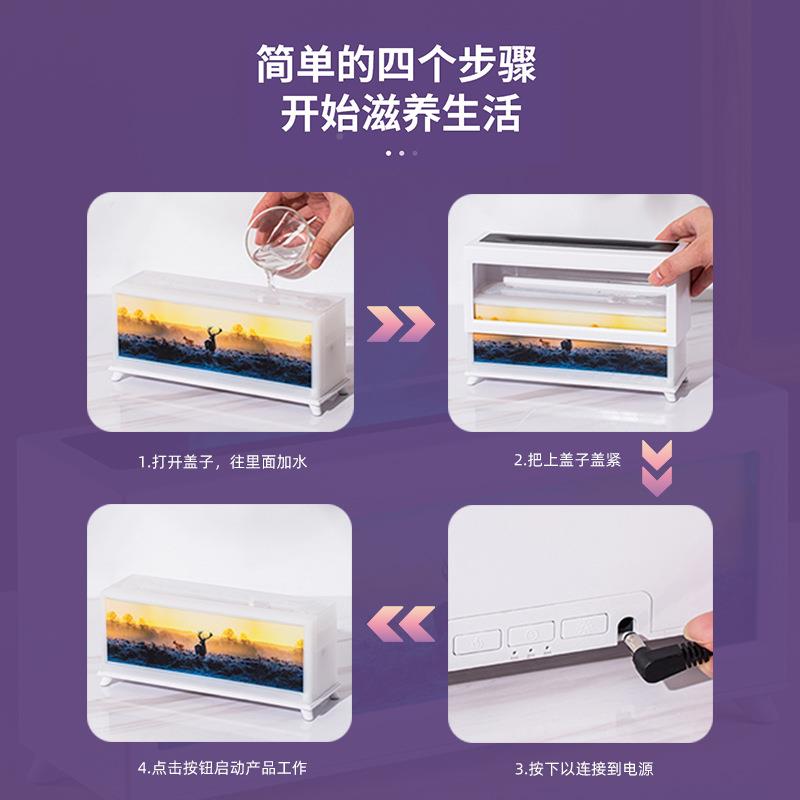 2025新品麋薰鹿七彩火680香机焰用桌面壁炉氛围灯家光画香薰加湿