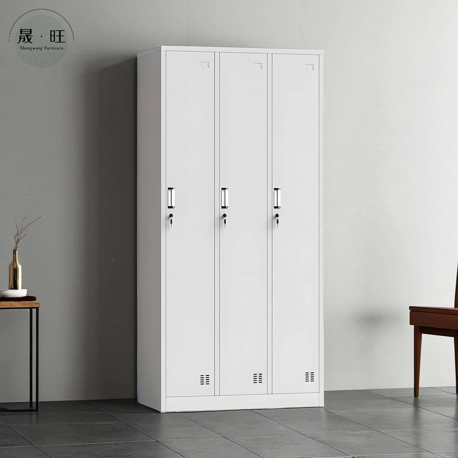 钢更衣柜储物柜柜SW-2025-铁皮带三门柜健身房浴室存包换衣柜制锁,商业/办公家具,办公储物柜,淘宝优惠券,粉丝福利购,淘宝优惠卷