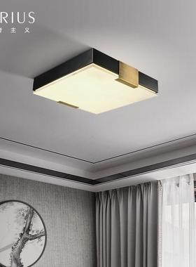 新云吸顶灯式全中铜轻石奢简约家用圆形灯具71470卧室书房吸顶灯