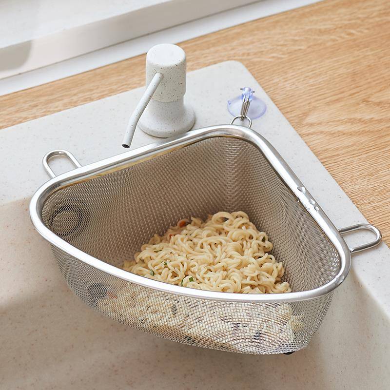 不锈钢水转抹槽三角沥水网剩功菜厨房置物架角多能布架36收纳道