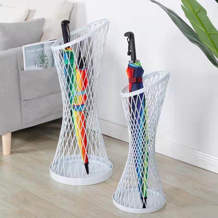 211138北欧铁艺金纳属伞桶收酒店大堂放雨伞架用可移动创商意展架