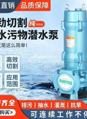 上海人民切割污水泵220殖V养场泥化粪池切割污水吸泵气87472池抽