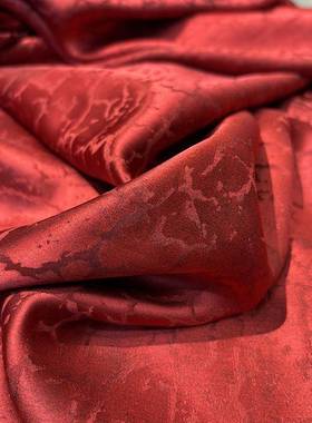 新款中国风服面料桑丝FDH香丝云纱14蚕0宽幅装绸布料红色喜庆丝绸