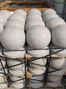 1227大障石花岗岩门叶柱大门石球围墙理枫红挡车路球石墩圆球石球