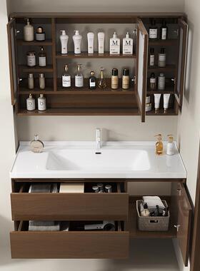 橡木简约16656现间代智能浴室柜镜柜烤组合漆实木新中式卫生洗台