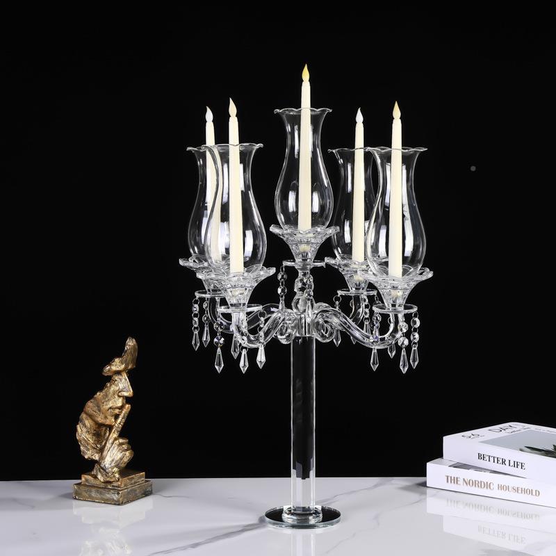 欧轻奢浪漫桌水晶烛台家用HFZ婚庆道具路式引装货饰摆件烛台现包