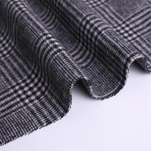 现货黑白格千服鸟面格布毛呢面料80羊NFL毛双面呢大料衣装料